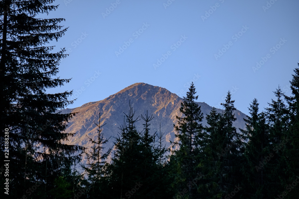 morning light rising in the mountains Tatra in Slovakia