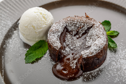 Useful and tasty food, hot Chocolate Pudding , Fondant au chocolat photo
