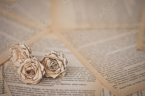 flowers - old book paper roses