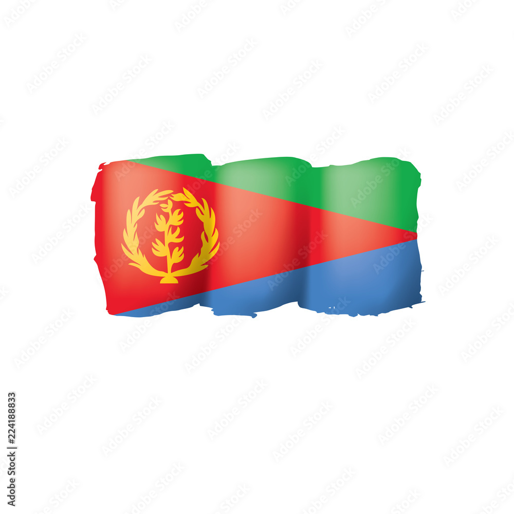 Fototapeta premium Eritrea flag, vector illustration on a white background.