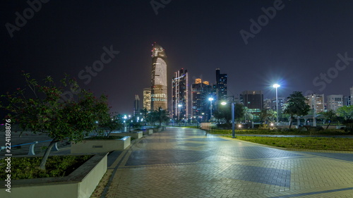 Skyscrapers in Abu Dhabi Skyline at night timelapse hyperlapse, United Arab Emirates © neiezhmakov