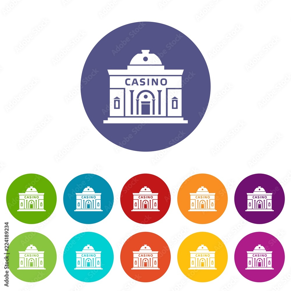 Casino building icons color set vector for any web design on white background
