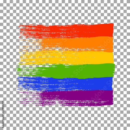 Brush strokes in LGBT flag colors isolated on transparent background. Vector illustration.