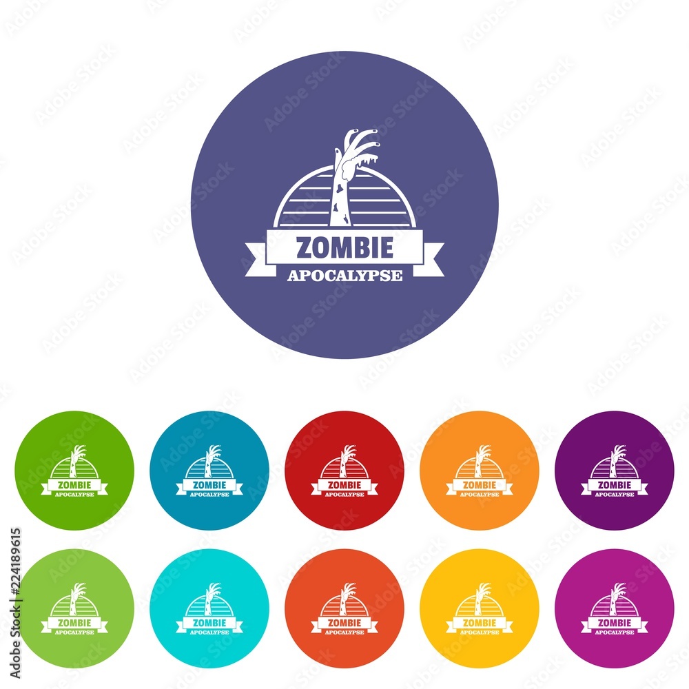 Zombie catching icons color set vector for any web design on white background