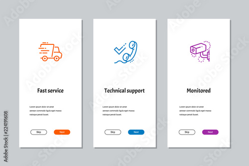 Fast service, Technical support, Monitored onboarding screens