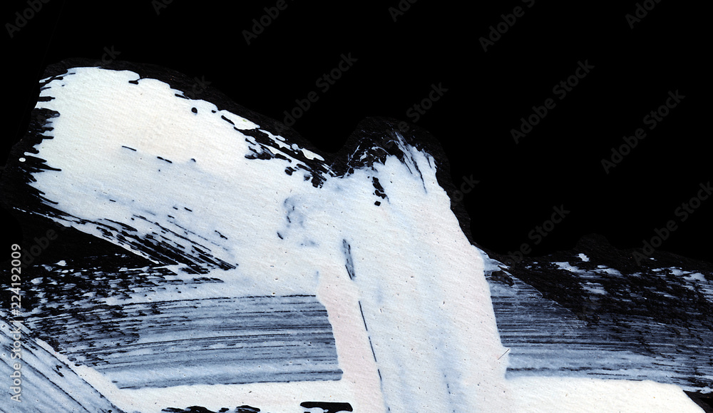 Dynamic white brush strokes on black background zen style background and texture. - obrazy, fototapety, plakaty 