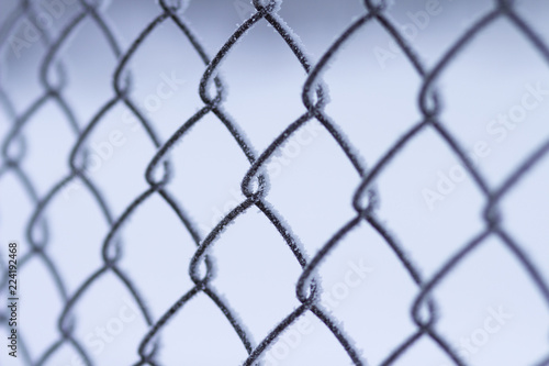 Checkered grid fence. lattice wall closeup. Conclusion in prison concept. Captive.