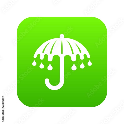 Wet umbrella icon green vector isolated on white background