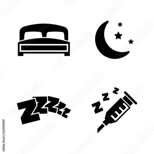 Sleeping. Simple Related Vector Icons Set for Video, Mobile Apps, Web Sites, Print Projects and Your Design. Sleeping icon Black Flat Illustration on White Background.