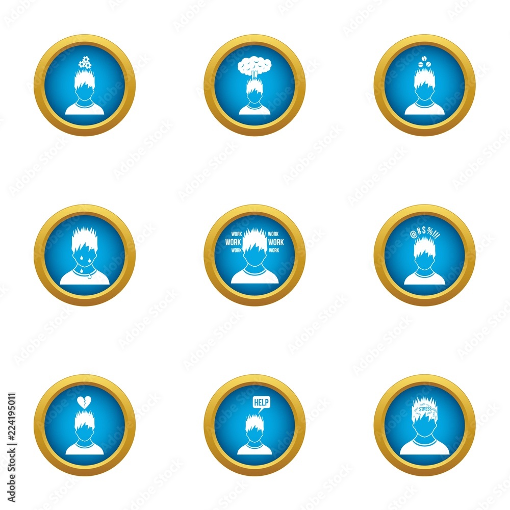State of health icons set. Flat set of 9 state of health vector icons for web isolated on white background State of health icons set. Flat set of 9 state of health vector icons for web isolated on white background