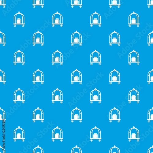 Baggage trolley pattern vector seamless blue repeat for any use
