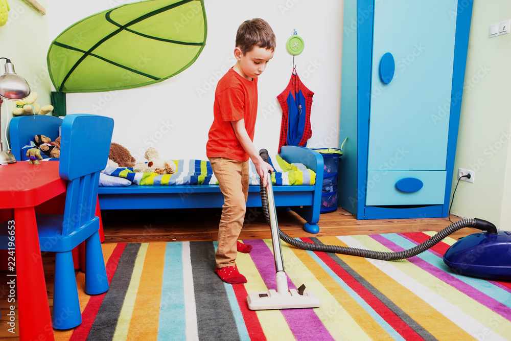 boy doing housework