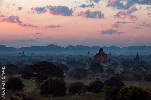 Buddha temple in the sunset dawn
