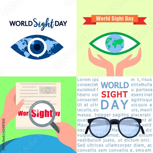 World sight day banner set. Flat illustration of world sight day vector banner set for web design