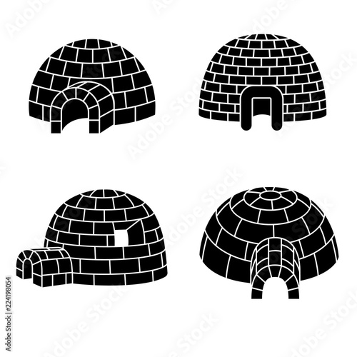 Igloo icon set. Simple set of igloo vector icons for web design on white background
