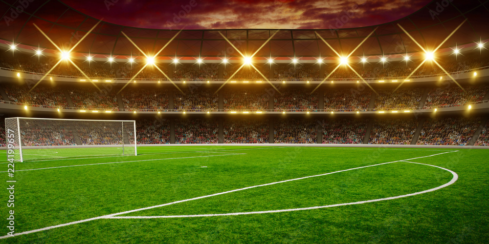 Fototapeta premium Green soccer stadium