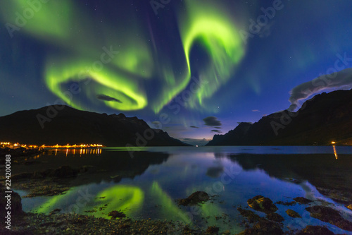 The polar lights in Norway. Tromso  Ersfjord