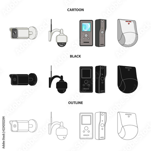 Isolated object of cctv and camera logo. Collection of cctv and system vector icon for stock.