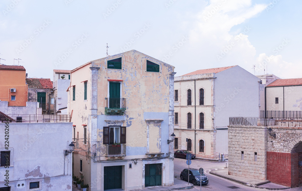 Residential buildings on the waterfront of Ortygia Island, Siracusa, Sicily