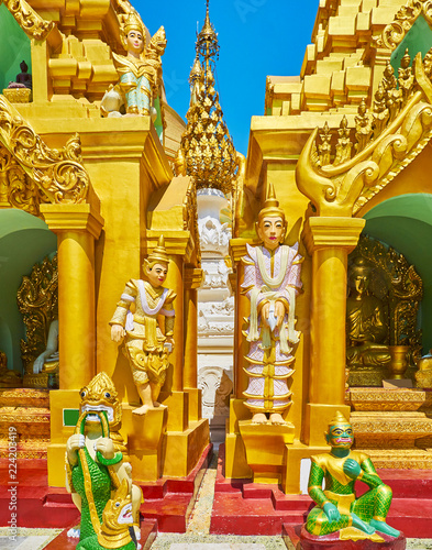 Nat Spirits statues in Shwedagon, Yangon, Myanmar photo