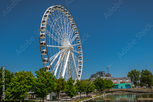 MONTREAL  QUEBEC   CANADA - JULY 15 2018  Ferris wheel of Montreal