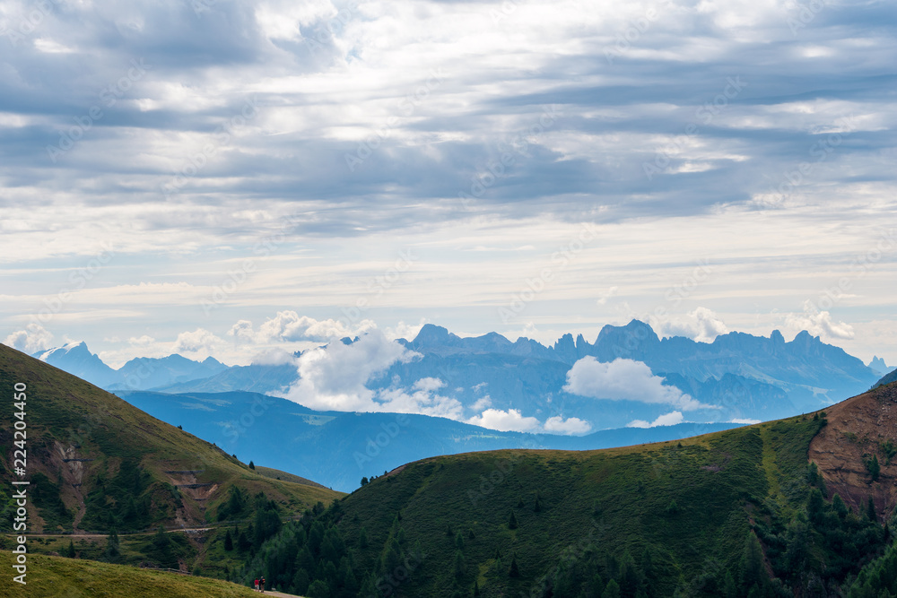 Highlands panoramic view over mountains, South Tyrol.