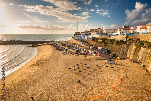 The popular beach town Ericeira in the afternoon sun, Portugal photo