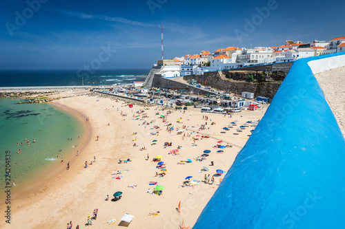 The popular beach town Ericeira on a sunny day, Portugal photo