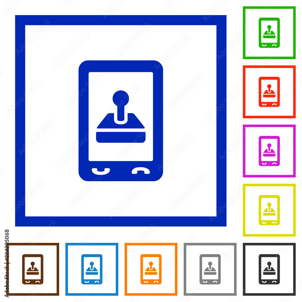Mobile gaming flat framed icons Mobile gaming flat framed icons