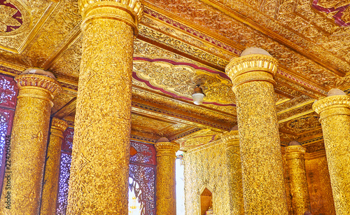 Ornate hall of Kassapa Buddha Image House, Shwedagon, Yangon, Myanmar photo