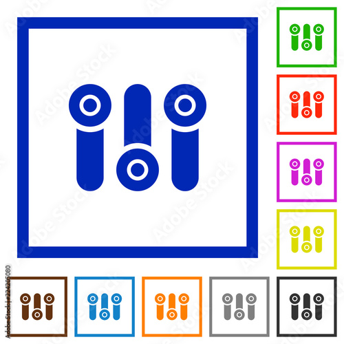Control panel flat framed icons