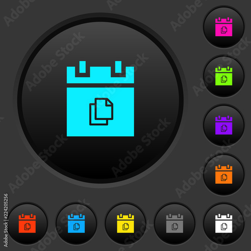 Duplicate schedule item dark push buttons with color icons