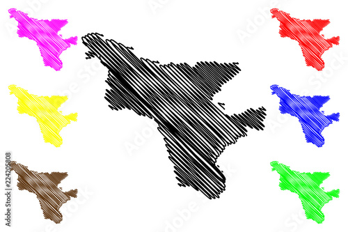 Amur Oblast (Russia, Subjects of the Russian Federation, Oblasts of Russia) map vector illustration, scribble sketch Amur Oblast map