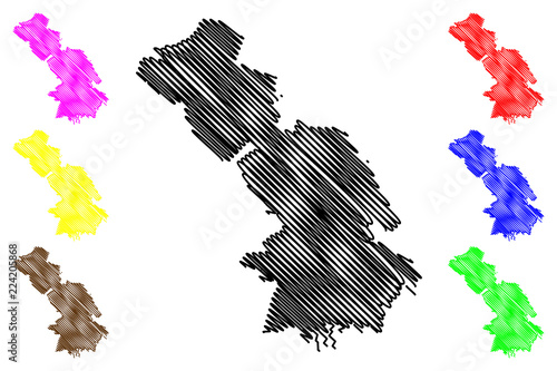 Astrakhan Oblast (Russia, Subjects of the Russian Federation, Oblasts of Russia) map vector illustration, scribble sketch Astrakhan Oblast map