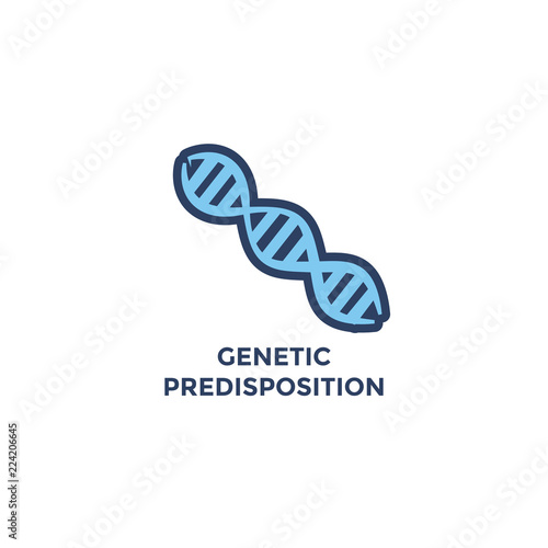 BMI - Body Mass Index Icon with DNA strand for Genetic Disposition - green and blue