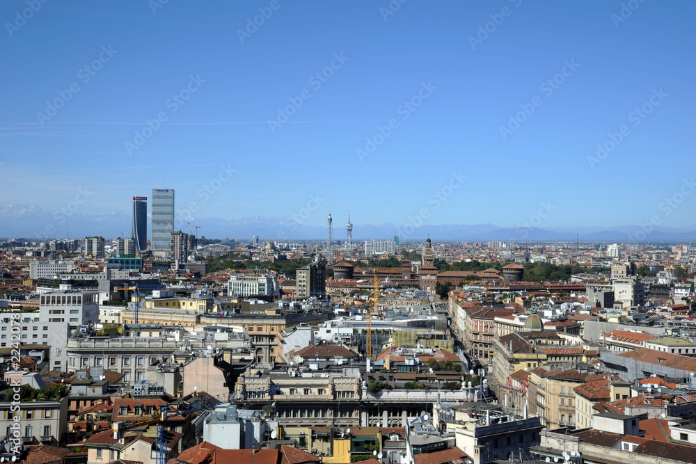 Italy - Milan - Duomo cathedral, Vittorio Emanuele Gallery and skyline - Skyscrepers and downtown - interstic place to visit in the center of the city - Unicredit tower and bosco verticale
