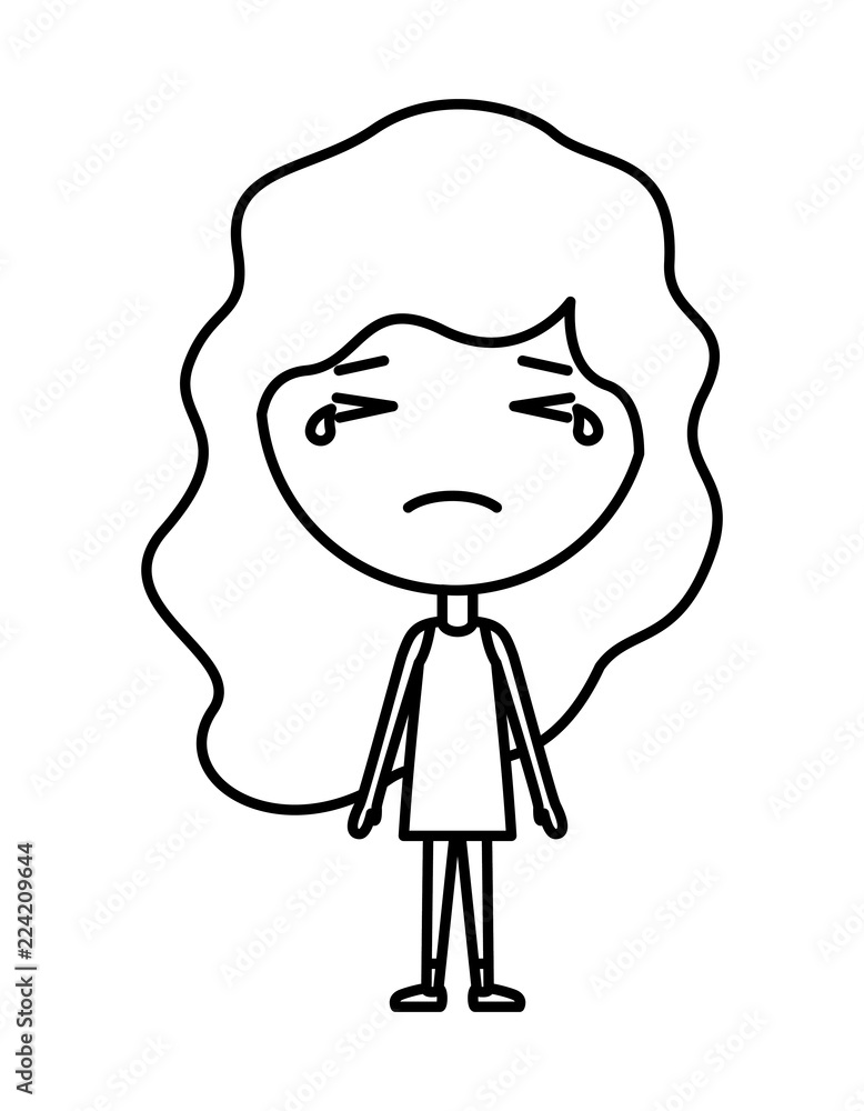 cartoon woman crying kawaii character cartoon woman crying kawaii character
