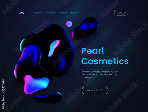 Landing page template with a dark background, can be used for luxury branded perfumes, beauty salons, advertising creams and cosmetic web sites.