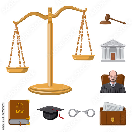 Isolated object of law and lawyer icon. Set of law and justice vector icon for stock.
