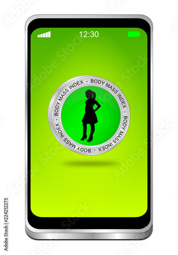 Smartphone with BMI - Body Mass Index Button - 3D illustration