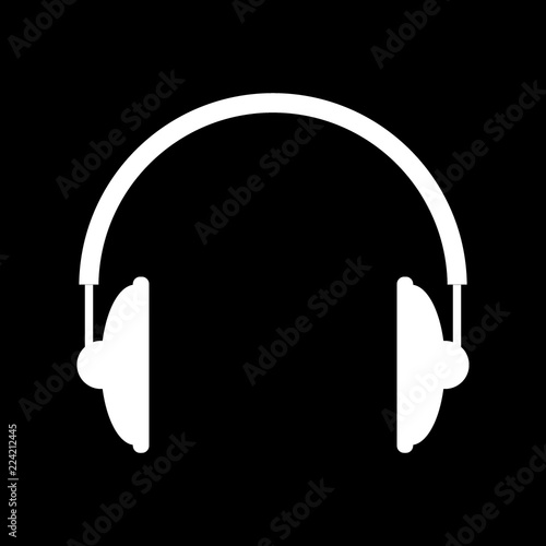 Headphones icon on black.