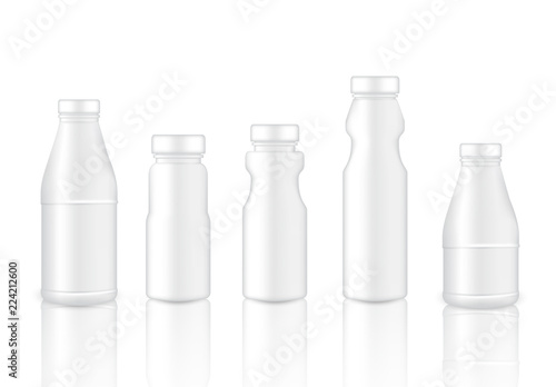 Mock up Realistic Plastic Packaging Product For Milk,  Soft Drink or Water Juice Bottle isolated Background.