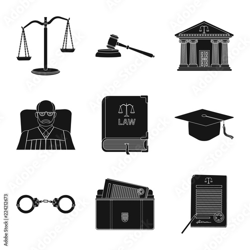 Vector design of law and lawyer sign. Set of law and justice vector icon for stock.
