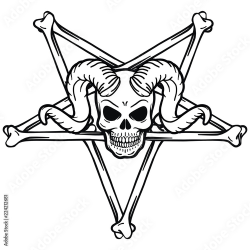 Hand Drawn Vector Outline Skull With Horns And Bones Pentagram Tattoo Template Halloween Gothic Evil Eye Black Backround T Shirt Design Metal Music Stock Vector Adobe Stock Hand Drawn Vector Outline Skull With Horns And Bones Pentagram Tattoo Template Halloween Gothic Evil Eye Black Backround T Shirt Design Metal Music Stock Vector Adobe Stock