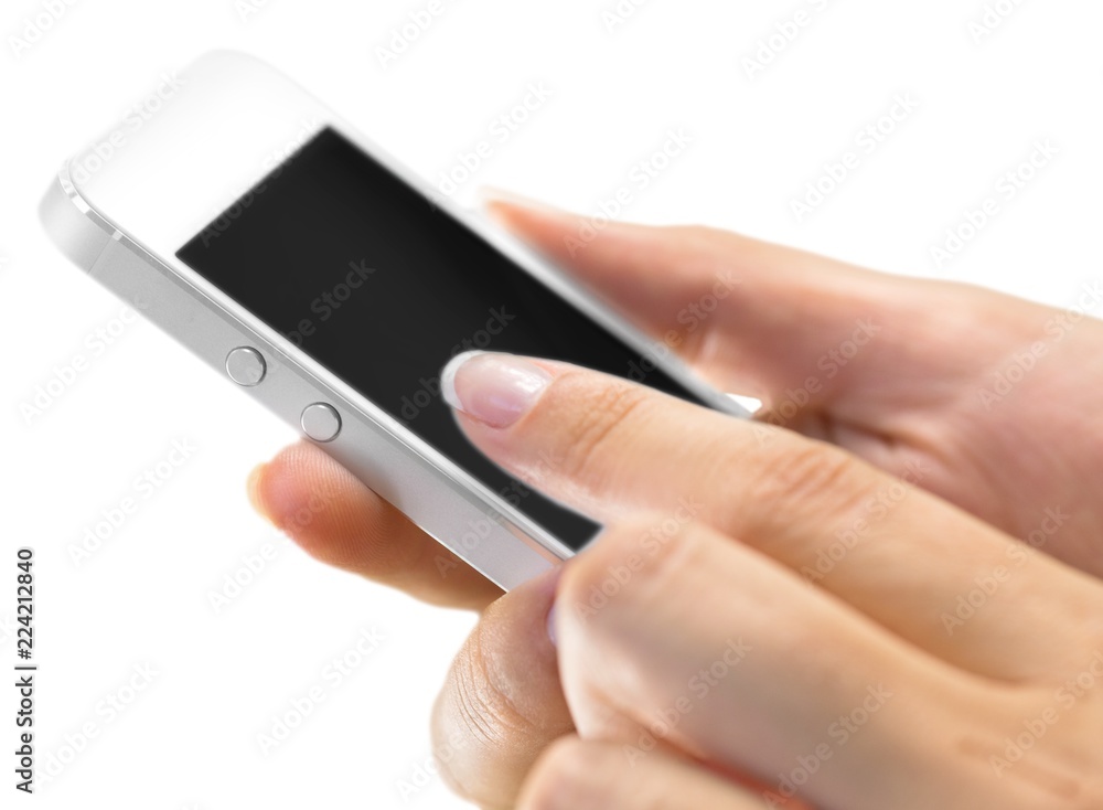 Hands Using iPhone with Black Screen Hands Using iPhone with Black Screen