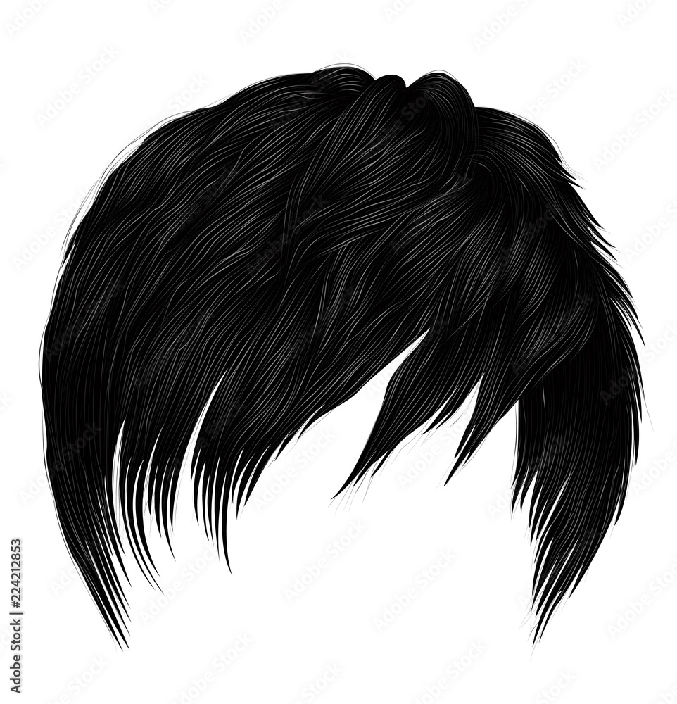 trendy woman short hairs black pink colors . long fringe . fashion beauty  style . emo Japanese . 2930024 Vector Art at Vecteezy