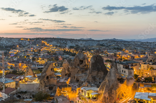 Goreme town in Cappadocia at sunset © Iurii