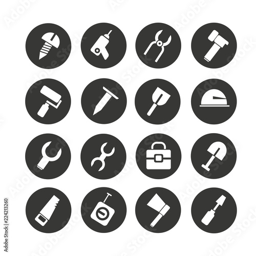 tool icon set in circle buttons