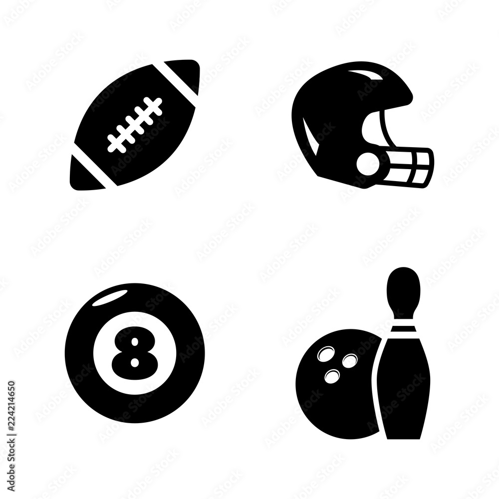 Obraz premium Sports Equipment. Simple Related Vector Icons Set for Video, Mobile Apps, Web Sites, Print Projects and Your Design. Sports Equipment icon Black Flat Illustration on White Background.