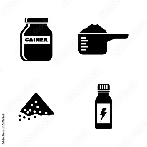 Sports Nutrition. Simple Related Vector Icons Set for Video, Mobile Apps, Web Sites, Print Projects and Your Design. Sports Nutrition icon Black Flat Illustration on White Background.